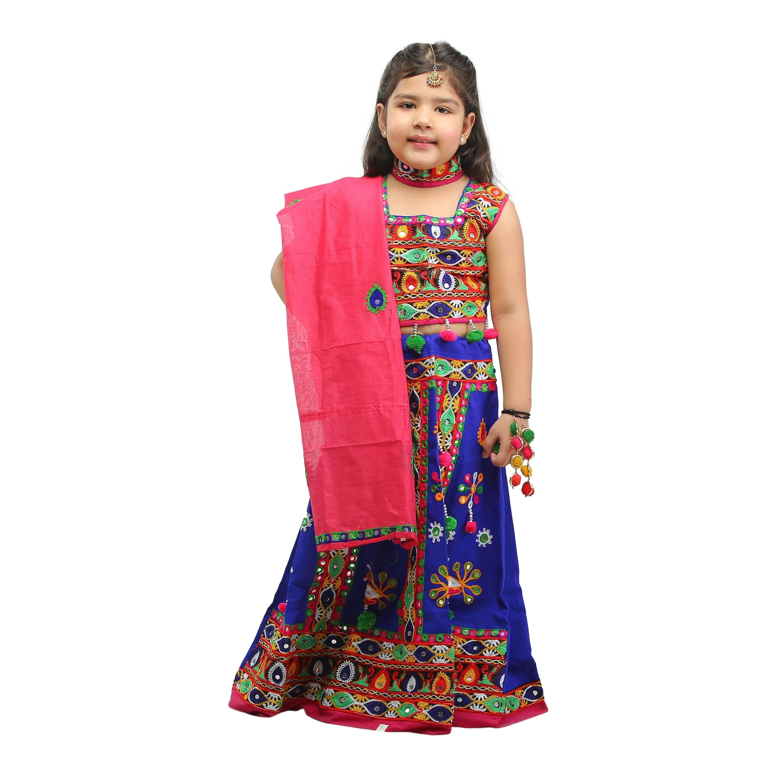 Baby Girl cotton Lehenga Dress with Pink Dupatta