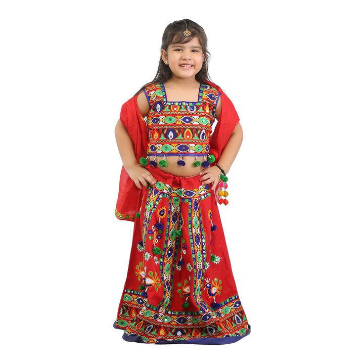 Ahhaaaa Kids Ethnic Cotton Lehenga Choli Chania Choli Set For Baby Girls - ahhaaaa.com