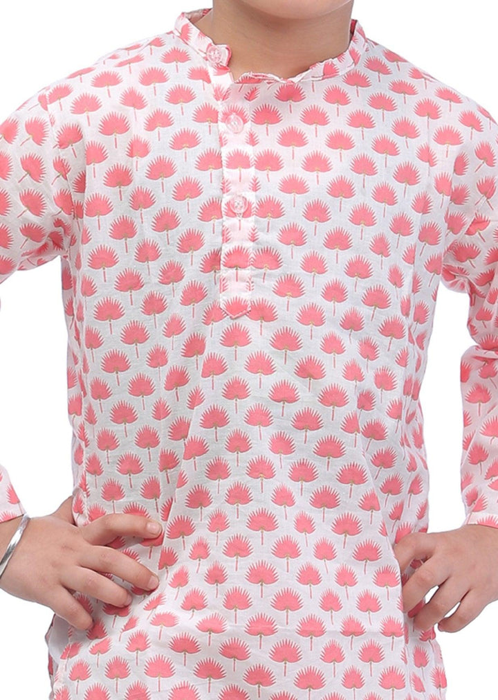 Ahhaaaa Kids Ethnic Cotton Printed Kurta Pyjama Set for Boys - ahhaaaa.com