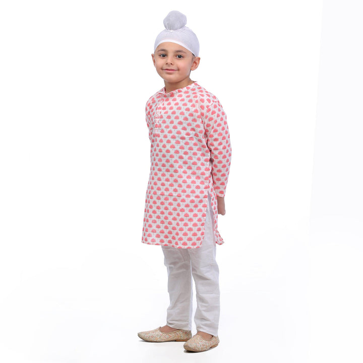 Ahhaaaa Kids Ethnic Cotton Printed Kurta Pyjama Set for Boys - ahhaaaa.com