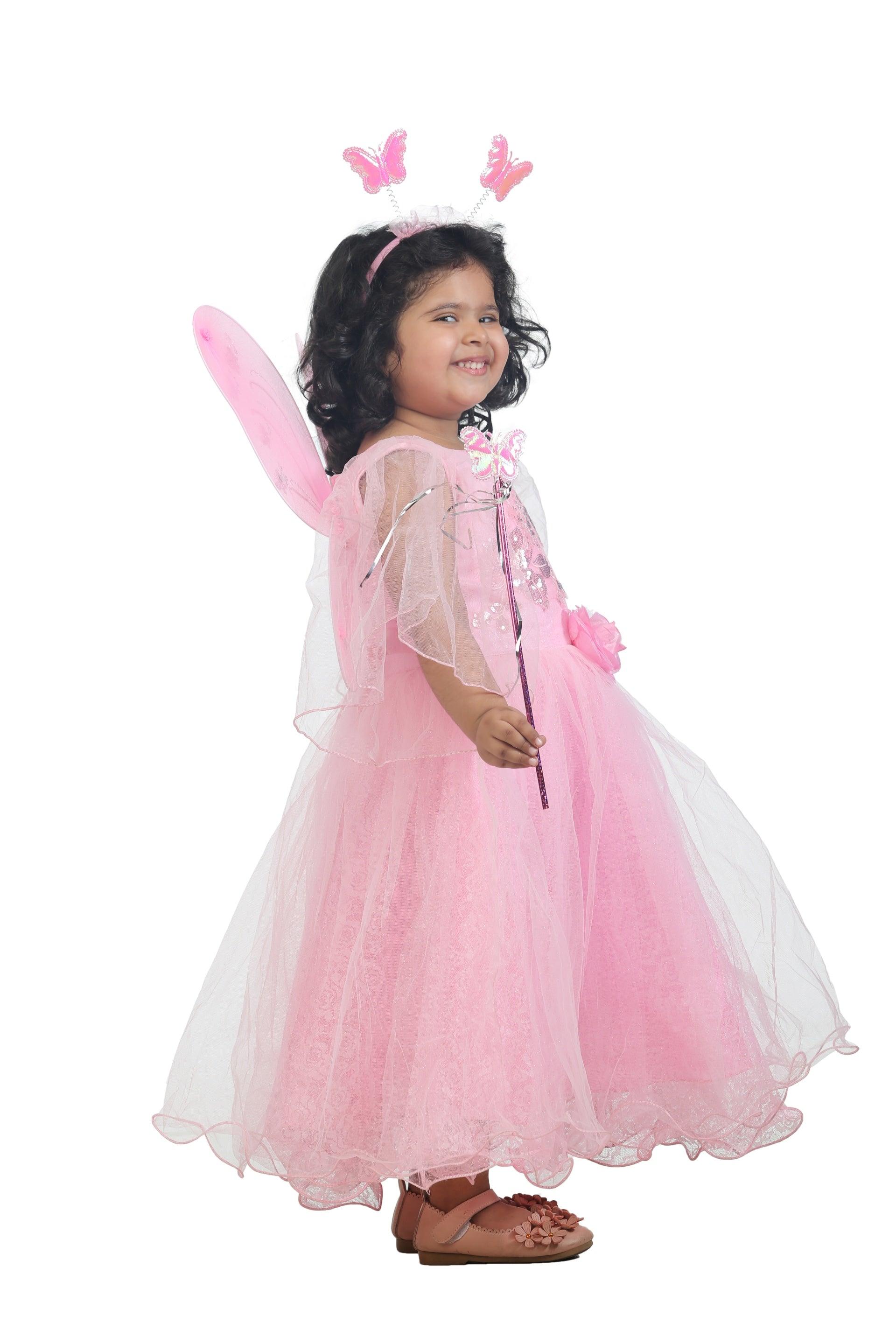 ADTAS Girls Kids Gowns Net Frock Pari Dress Frock with Hairband Fairy Stick  & Fairy Wings - Multicolor (3-4 Years) : Amazon.in: Clothing & Accessories