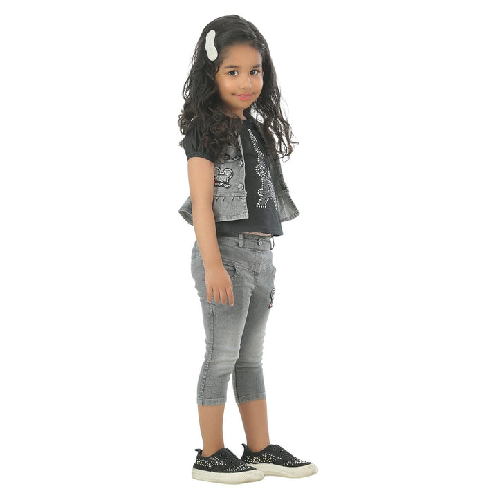 Ahhaaaa Kids Clothing Cotton Top and Denim Jacket with Jeans Set for Baby Girls - ahhaaaa.com