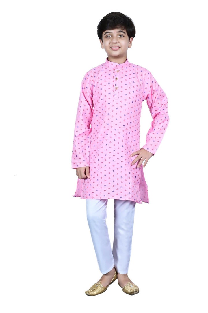 Ahhaaaa Kids Ethnic Cotton Printed Kurta Pyjama Set For Boys - ahhaaaa.com