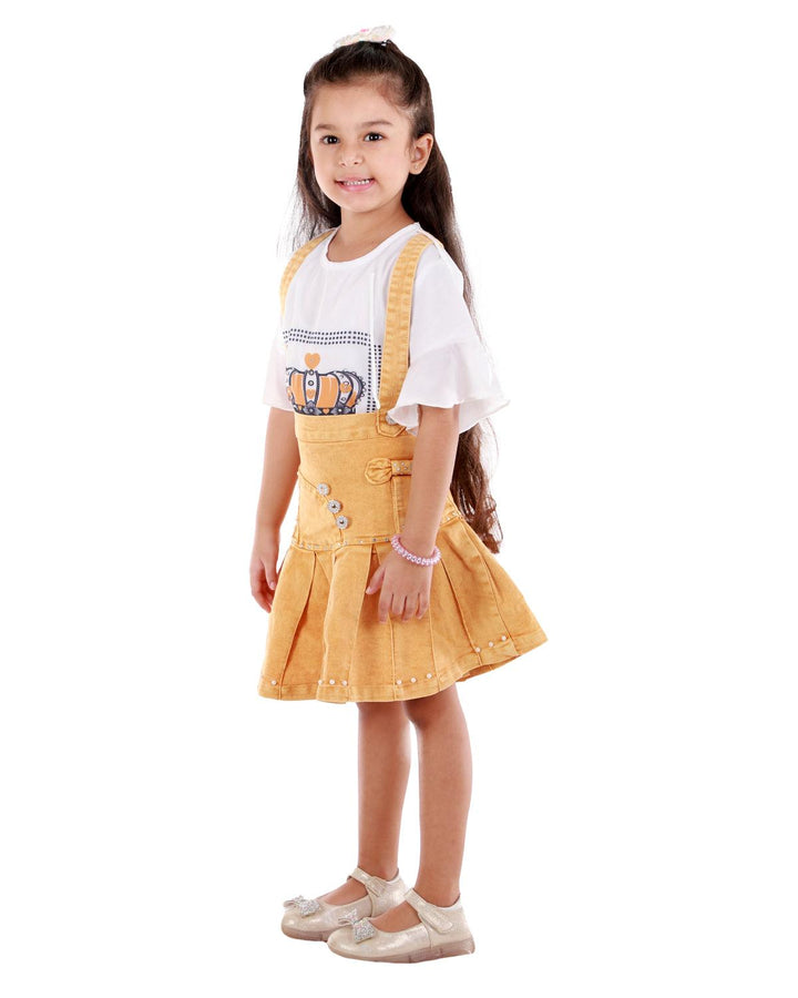 Ahhaaaa Kids Cotton Blend Top with Denim Skirt for Baby Girls - ahhaaaa.com