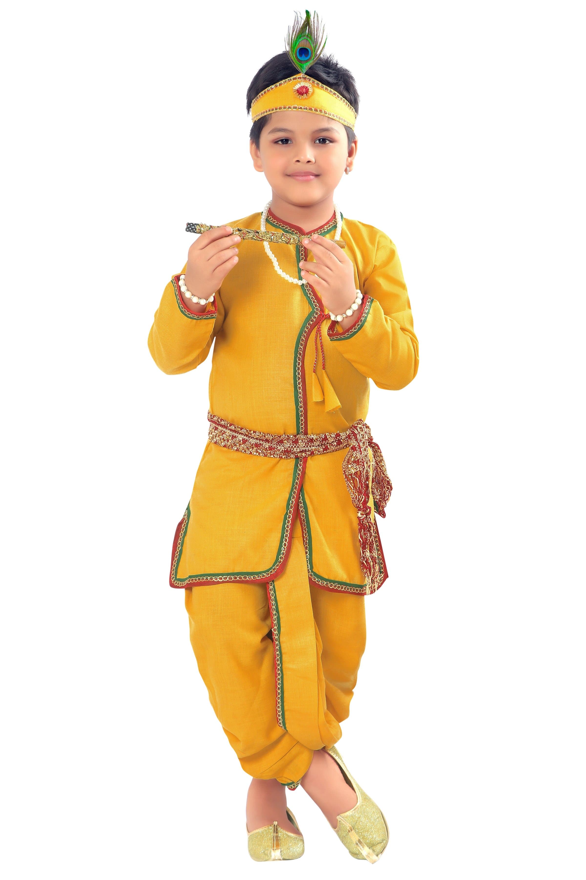 ahhaaaa Kids Ethnic Yellow Krishna Dress For Boys ahhaaaa