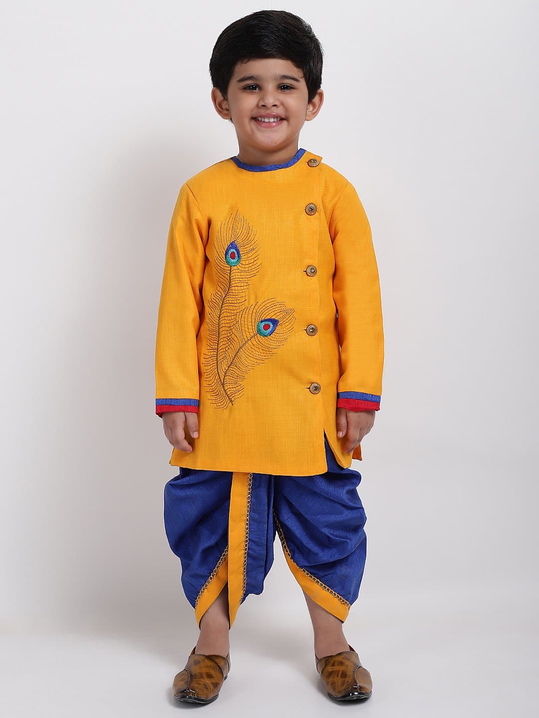 BENAVJI Yellow Color Krishan Costume Dress for kids Baby Boy's & Girls With  Ornament Size 3-6 Months : Amazon.in: Clothing & Accessories