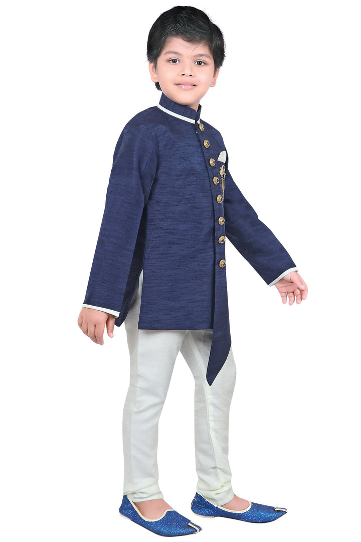 AHHAAAA Boy's Cotton Ethnic Wear Indo Western Kurta and Pyjama Set - ahhaaaa.com
