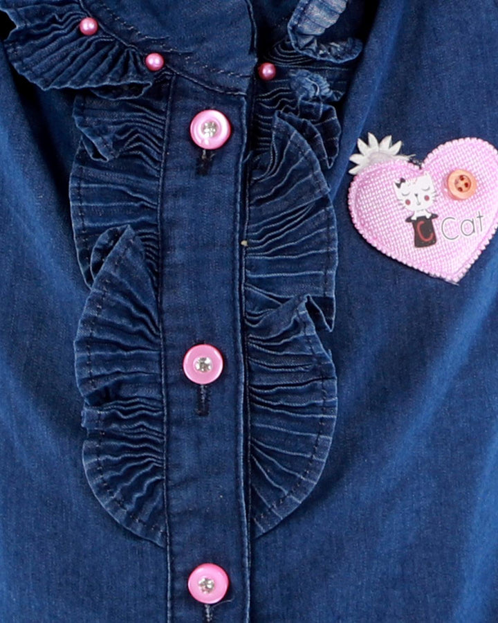 Ahhaaaa Kids Cotton Blend Top with Denim Pant for Baby Girls - ahhaaaa.com