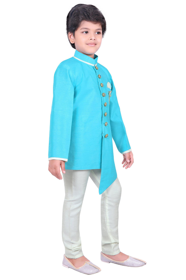 AHHAAAA Boy's Cotton Ethnic Wear Indo Western Kurta and Pyjama Set - ahhaaaa.com
