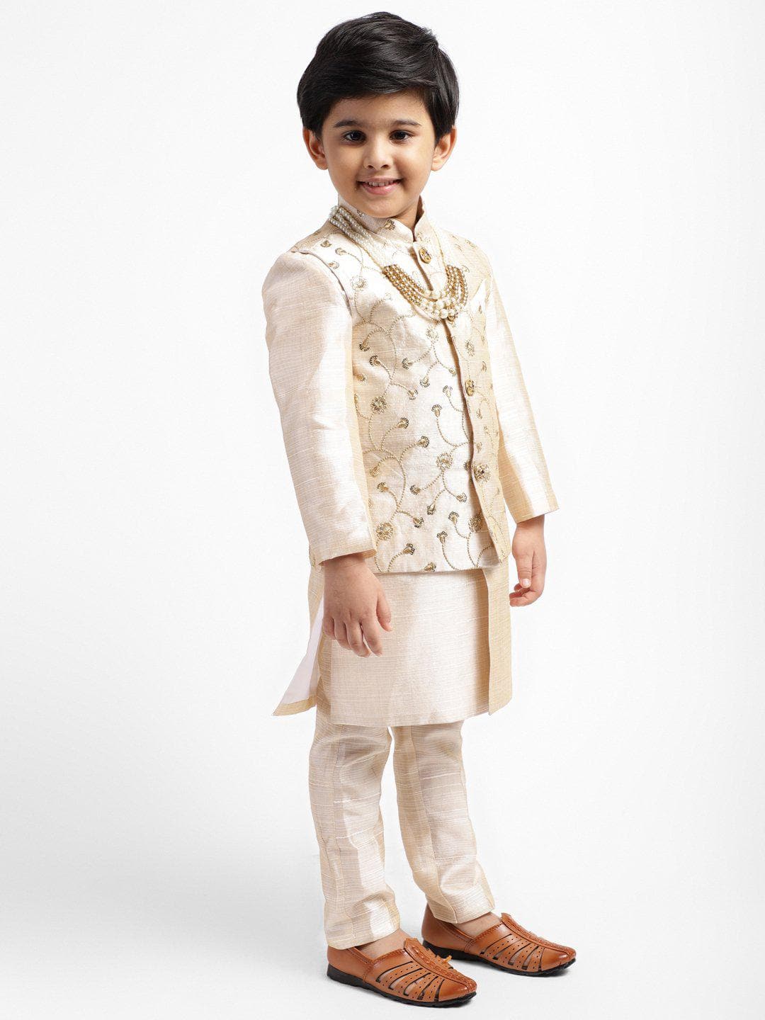 Pink Silk Embroidered Sherwani Set For Boys Design by Little Boys Closet at  Pernia's Pop Up Shop 2024