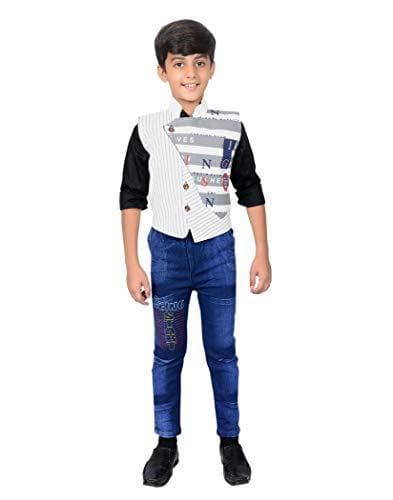 Ahhaaaa Ethnic Cotton Blend Waistcoat Shirt and Pant for boys - ahhaaaa.com