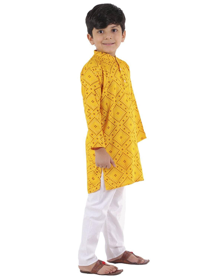 Ahhaaaa Kids Ethnic Cotton Bandhani Printed Kurta Pajama Set For Boys - ahhaaaa.com