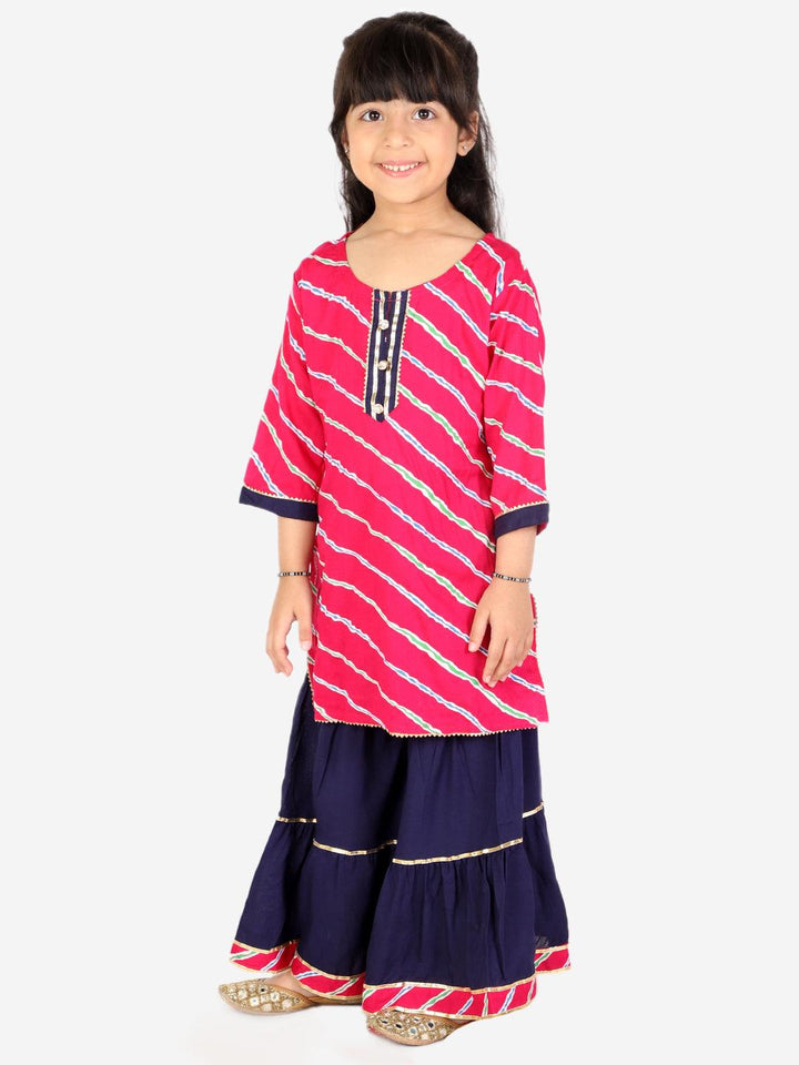 Ahhaaaa Kids Ethnic Cotton Jaipuri Printed Kurti with Sharara Set for Baby Girls - ahhaaaa.com