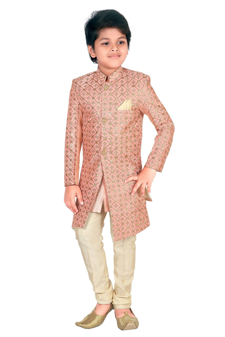 Ahhaaaa Ethnic Handwork Embroidery Sherwani and Pyjama for Boys - ahhaaaa.com