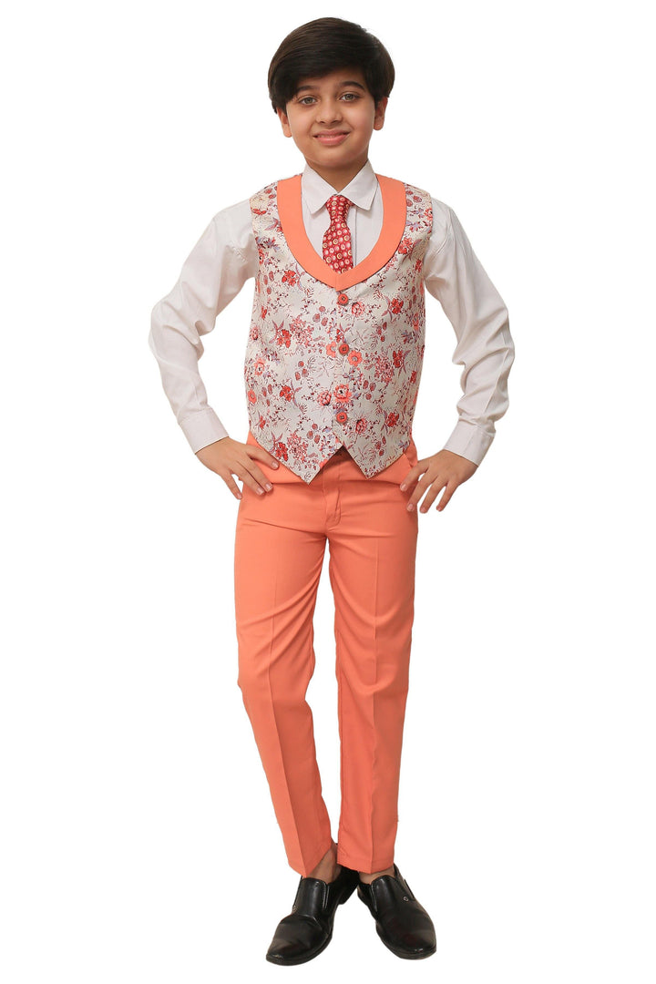 Ahhaaaa Cotton Floral Vest 5-Piece Suit Set For Boys - ahhaaaa.com