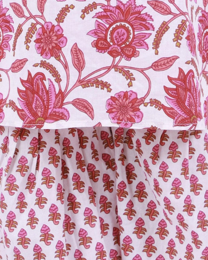 Ahhaaaa Cotton Floral Print Sleeveless Kurti-Sharara Set for Girls - ahhaaaa.com
