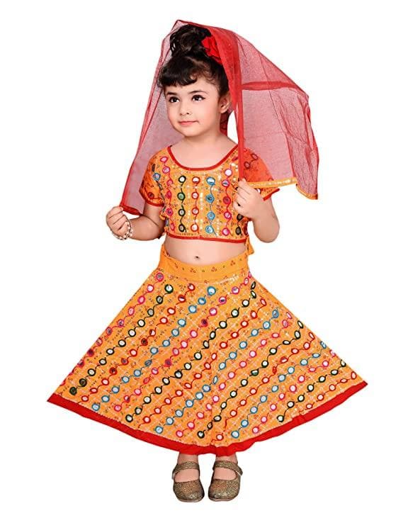 Ahhaaaa Girls Cotton Costume Lehenga Choli with Dupatta Set - ahhaaaa.com