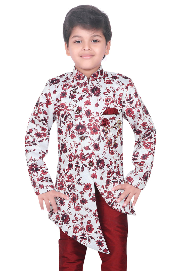 ahhaaaa Ethnic Wear Floral Indo-Western Sherwani Set for Boys - ahhaaaa.com