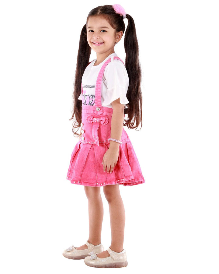 Ahhaaaa Kids Cotton Blend Top with Denim Skirt for Baby Girls - ahhaaaa.com