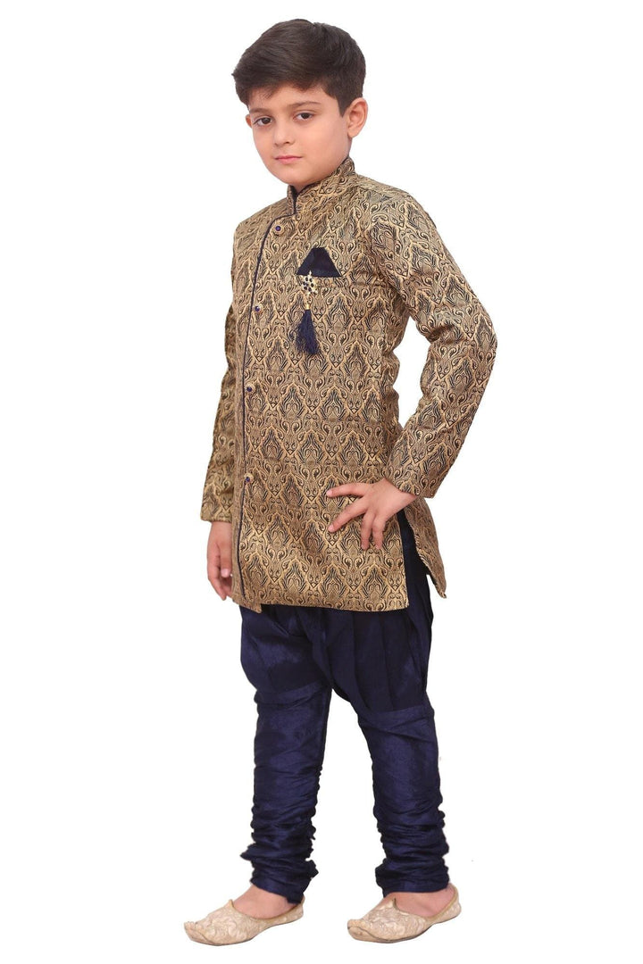 Ahhaaaa Kids Ethnic Wear Cotton Blend Sherwani and Breaches Set for Boys - ahhaaaa.com
