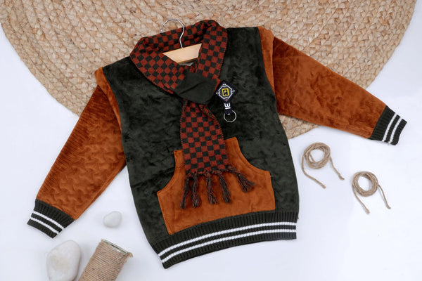 Ahhaaaa Stylish & Comfortable Winter Wear Full Sleeve Velvet Sweater for Kids Boys & Girls