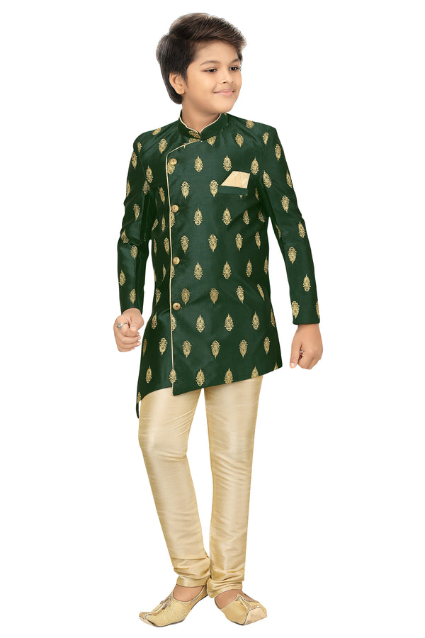 Ahhaaaa Kids Ethnic Silk Blend Sherwani and Pyjama for Boys