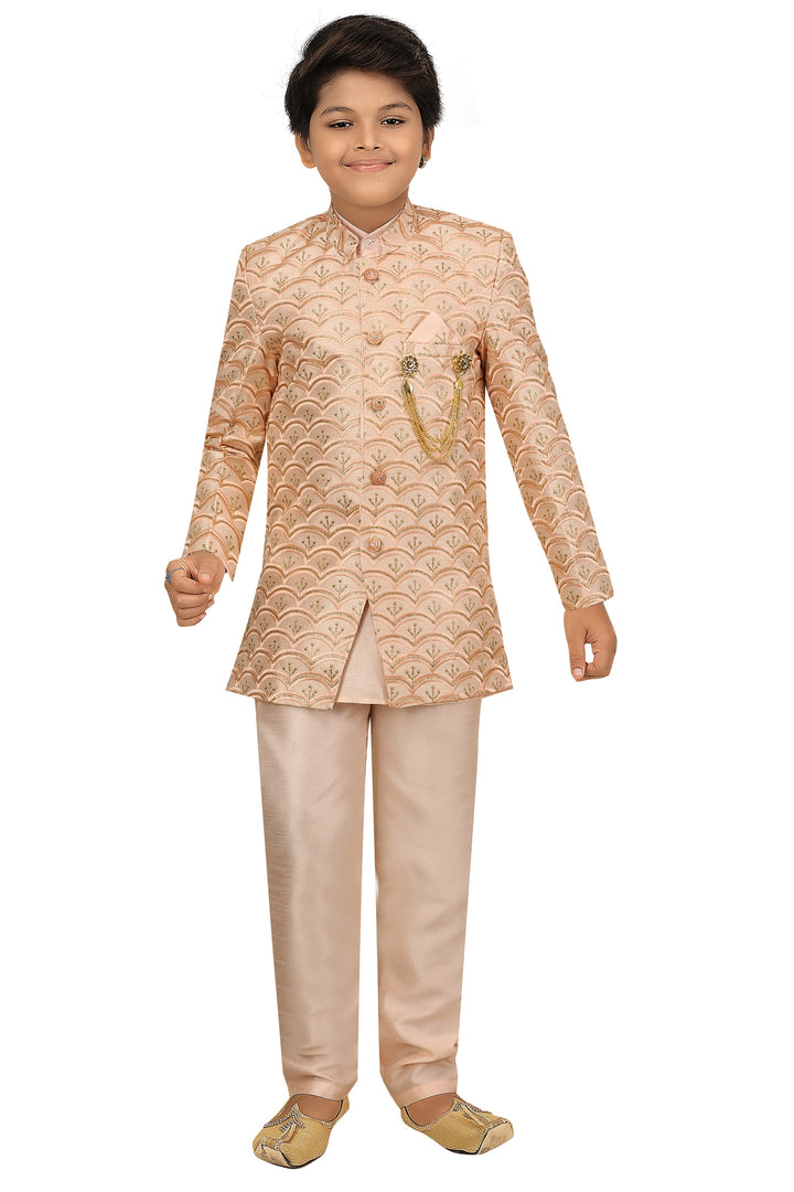 Ahhaaaa Kids Ethnic Indo Western, Kurta and Pajama Set For Boys Pink