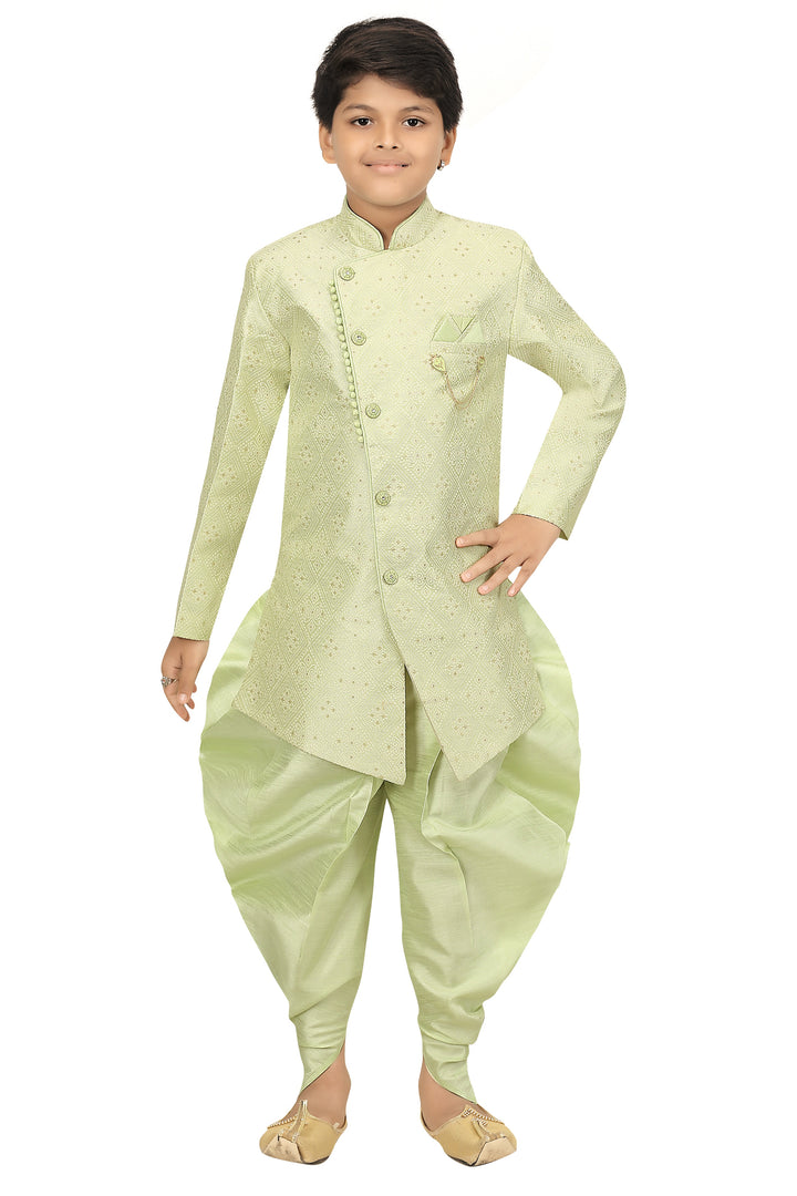 Ahhaaaa Kids Ethnic Indo-Western Kurta and Dhoti Pant Set For Boys Green