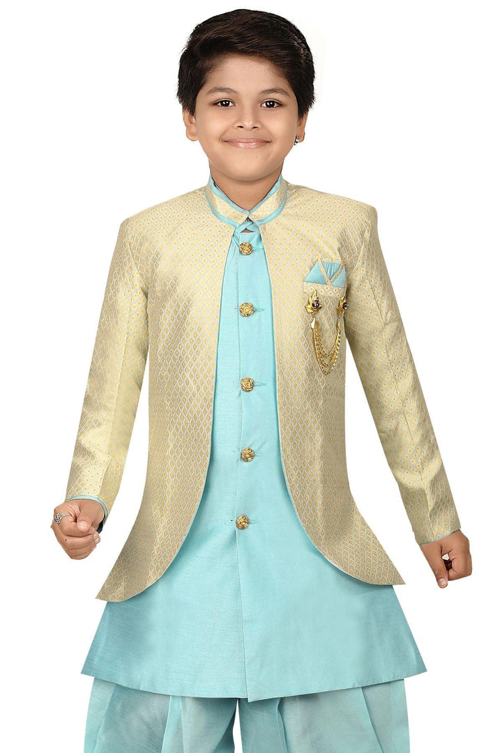 Ahhaaaa Kids Ethnic Indo Western Sherwani Set for Boys - ahhaaaa.com