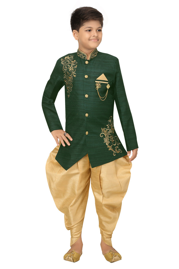 Ahhaaaa Kids Ethnic Silk Blend Sherwani/Indo Western and Dhoti Pant For Boys
