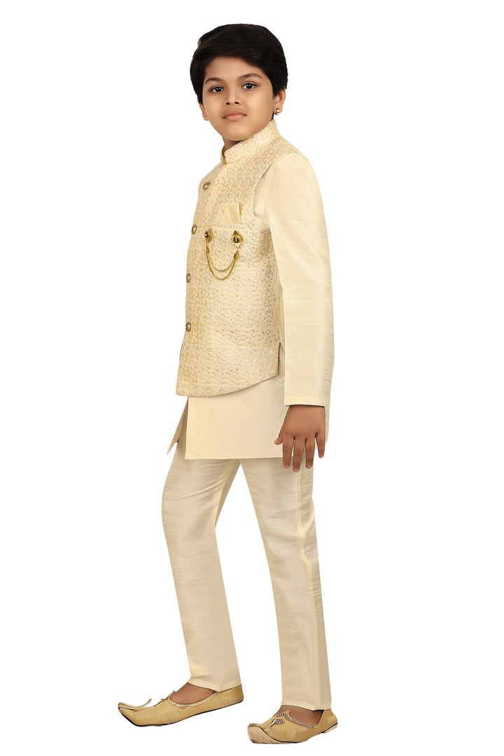 Ahhaaaa Kids Ethnic Sherwani Waistcoat Kurta and Pyjama Set for Boys - ahhaaaa.com