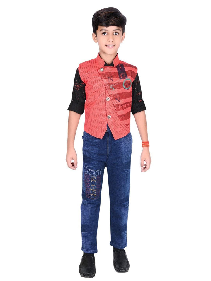 Ahhaaaa Kids Ethnic Cotton Blend Waistcoat Shirt and Pant for boys - ahhaaaa.com