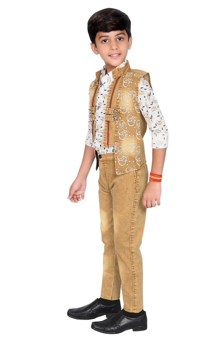 Ahhaaaa Kids Ethnic Cotton Blend Waistcoat Shirt and Pant for boys - ahhaaaa.com