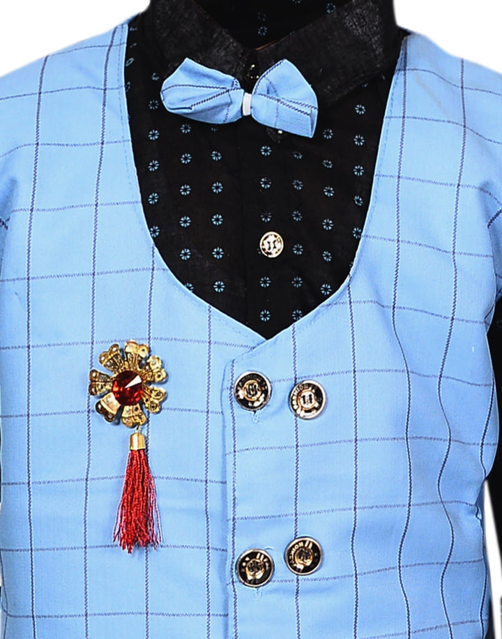 Ahhaaaa Ethnic Cotton Blend Waistcoat Shirt and Trouser For Boys - ahhaaaa.com