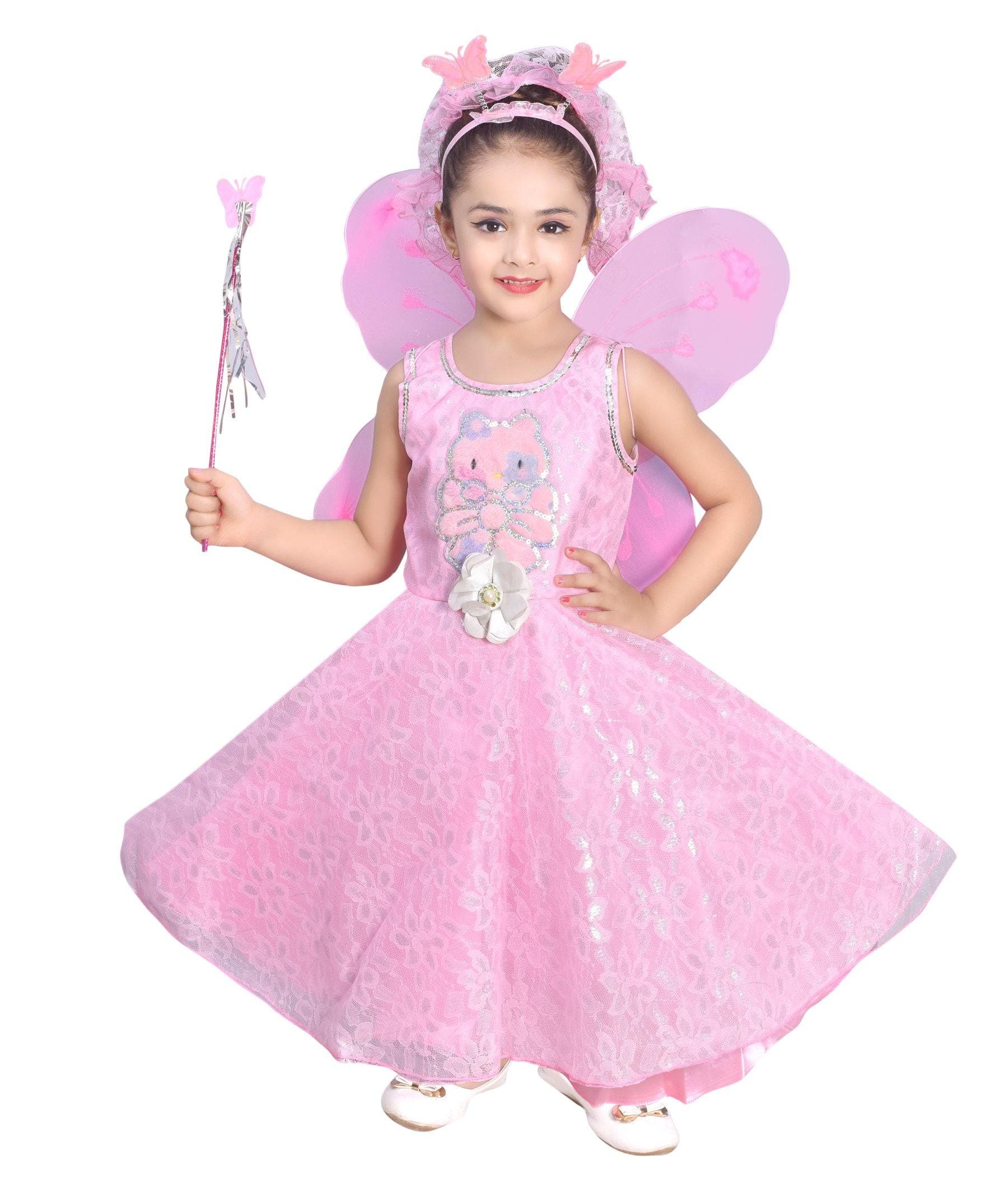 Cotton Blend Girl Pari Dress (7-8 Years, Pink) : Amazon.in: Clothing &  Accessories