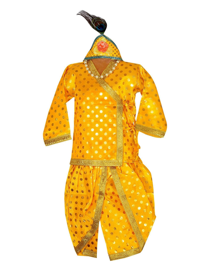 Ahhaaaa Silk Moti Bindi Krishna Dress Kurta with Dhoti Pant for Boys - ahhaaaa.com