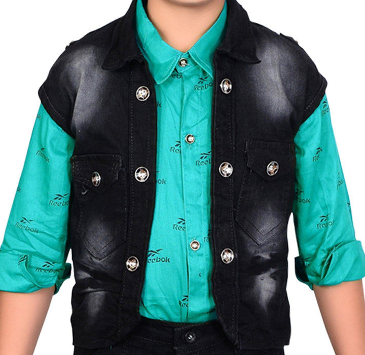 Ahhaaaa Boy's Cotton Blend Shirt; Waistcoat and Pant Set - ahhaaaa.com