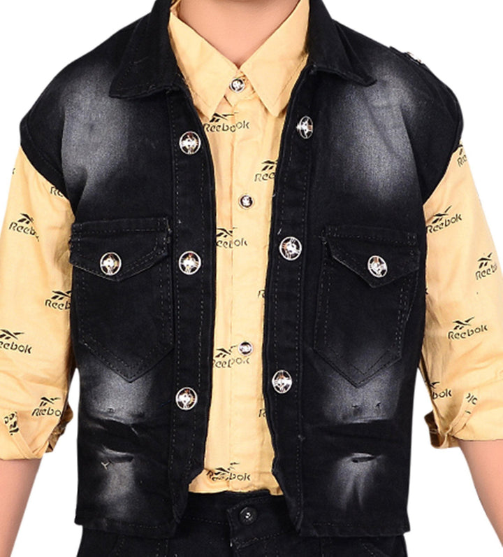 Ahhaaaa Boy's Cotton Blend Shirt; Waistcoat and Pant Set - ahhaaaa.com