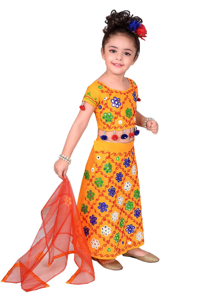 Ahhaaaa Girls Cotton Radha Dress Lehenga-Choli Chania Choli with Dupatta Set - ahhaaaa.com