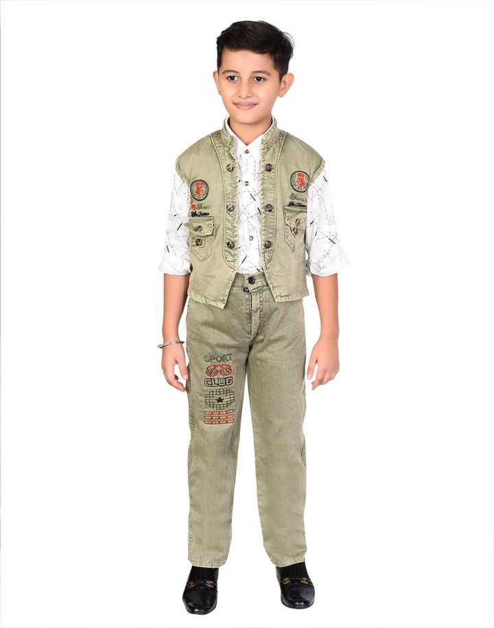 AHHAAAA Boy's Cotton Blend Shirt; Waistcoat and Pant Set - ahhaaaa.com