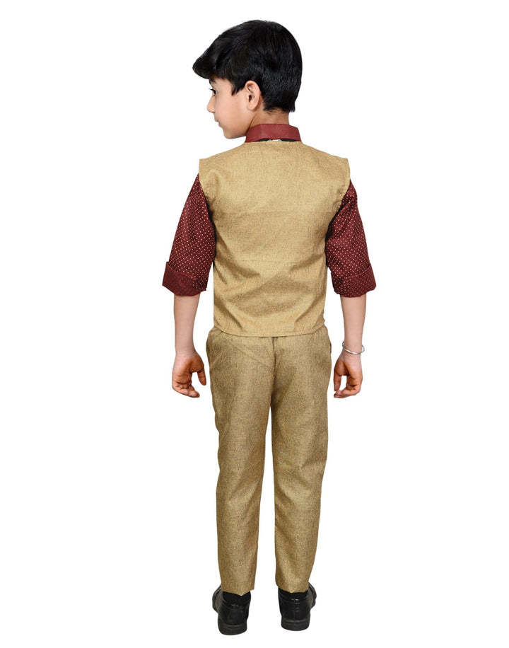 Ahhaaaa Kids Ethnic Wear Boys Waistcoat Shirt Tie and Pant Set - ahhaaaa.com