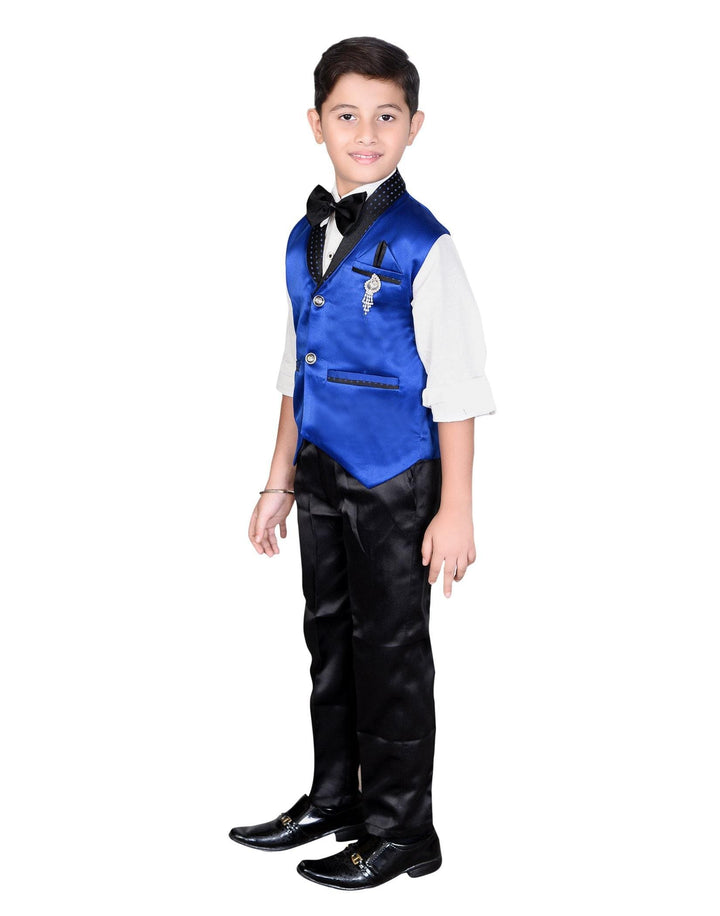 Ahhaaaa Kids Ethnic Cotton Blend Pant Shirt Waistcoat Brooch with Tie for Boys - ahhaaaa.com