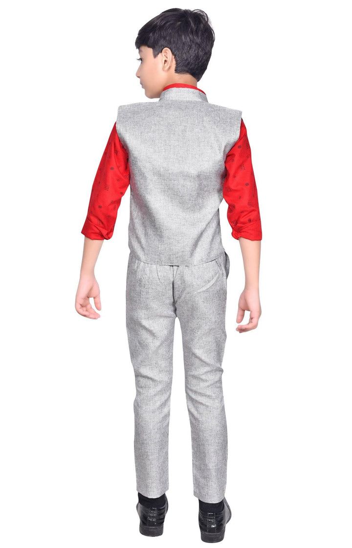 Ahhaaaa Kids Ethnic Cotton Blend Waistcoat Pant Shirt For Boys - ahhaaaa.com