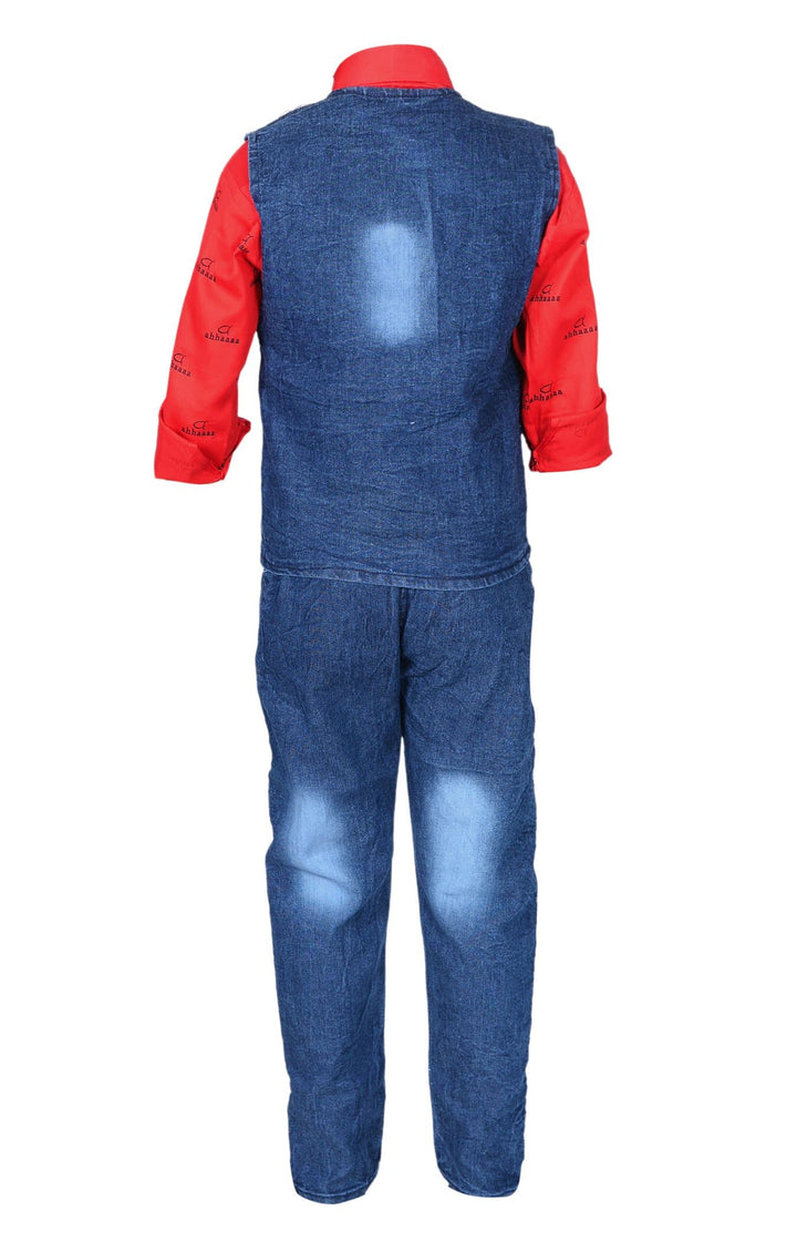 ahhaaaa Party Wear Denim 3-Piece Suit for Boys - ahhaaaa.com