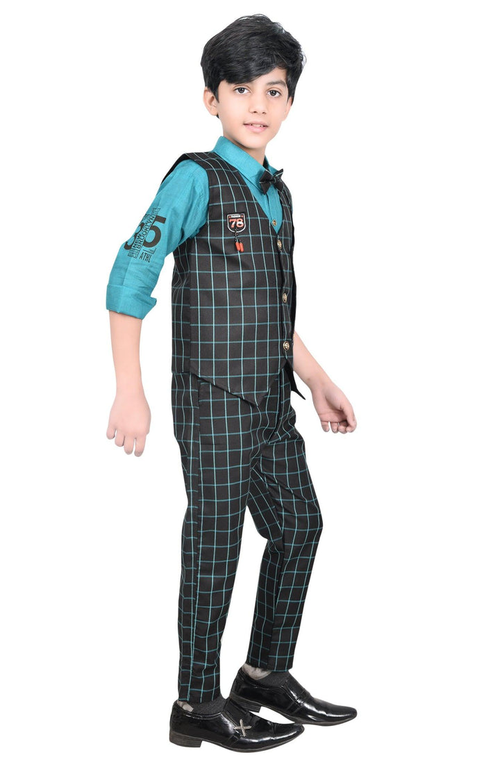 Ahhaaaa Cotton Blend Kids Ethnic Waistcoat Shirt and Pant Set for Boys - ahhaaaa.com