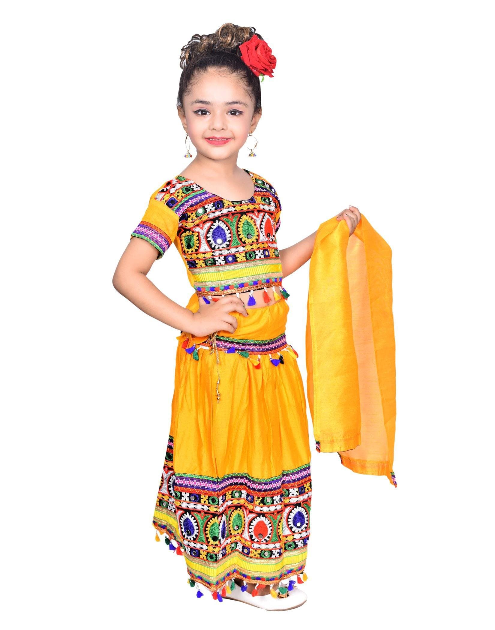 Kids Ethnic Cotton Blend Radha Dress Lehenga Choli Chania Choli Set Girls  Green | eBay
