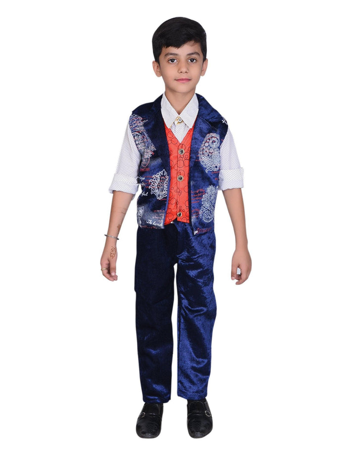 Ahhaaaa Kids Ethnic Cotton Blend Waistcoat Pant and Shirt for Boys - ahhaaaa.com