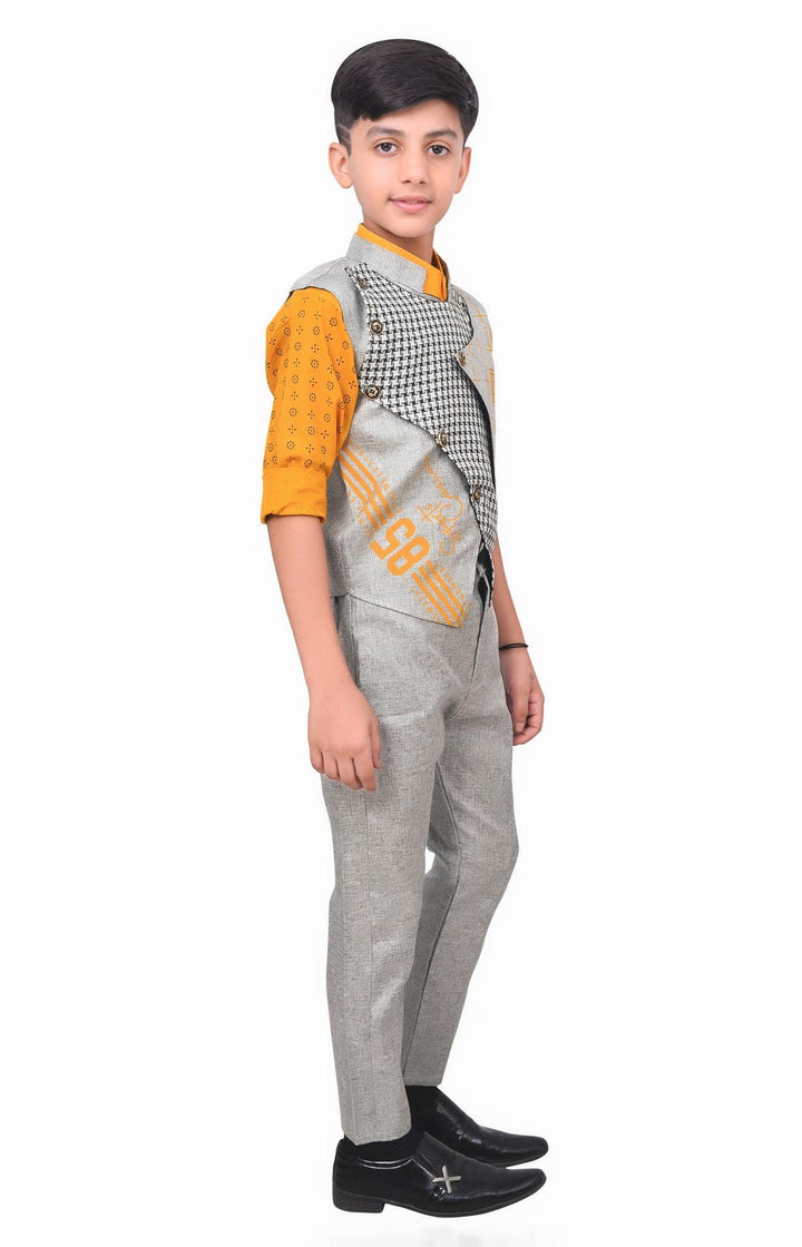 Ahhaaaa Kids Ethnic Cotton Blend Waistcoat Shirt and Pant Set for Boys - ahhaaaa.com