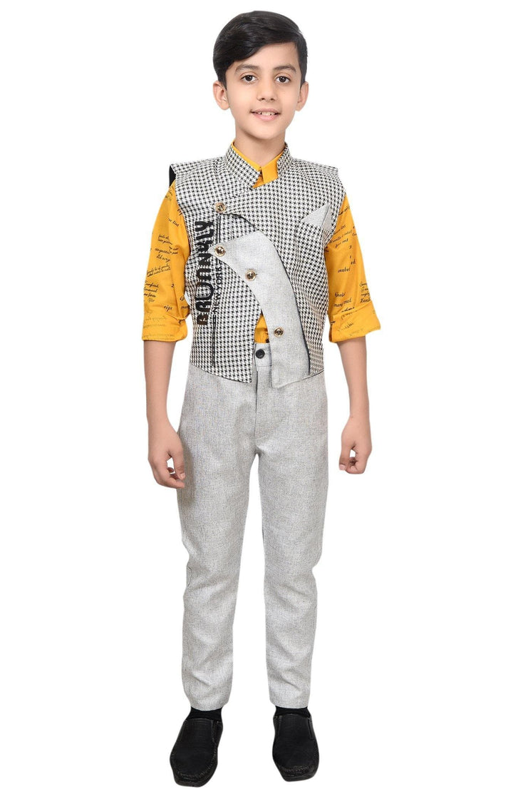 Ahhaaaa Kids Ethnic Cotton Blend Waistcoat Shirt and Pant for Boys - ahhaaaa.com