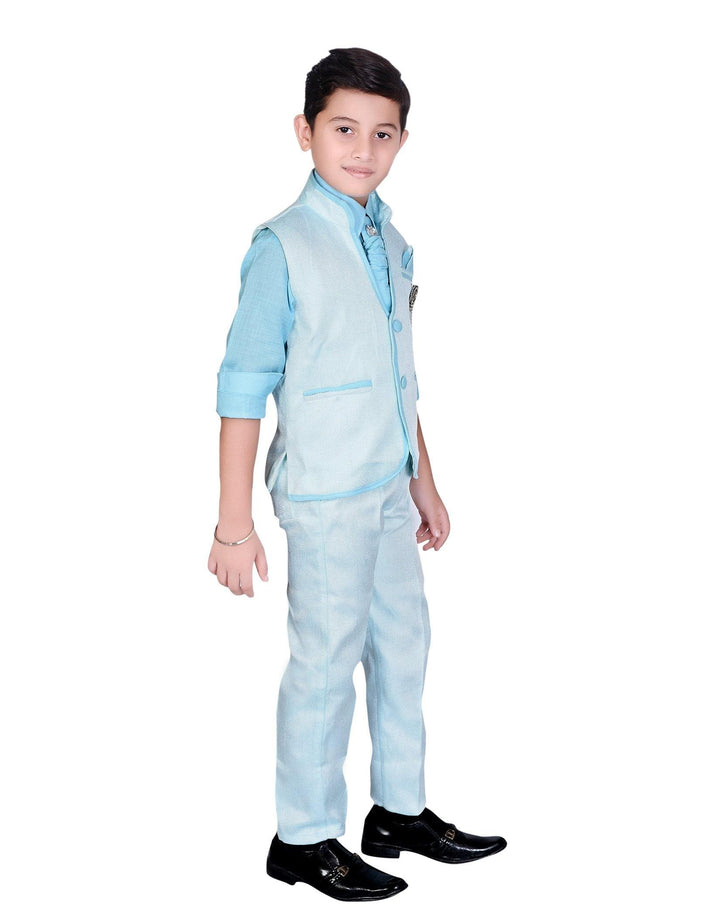 Ahhaaaa Boy's Ethnic Wear Waistcoat Shirt Tie and Pant Set - ahhaaaa.com